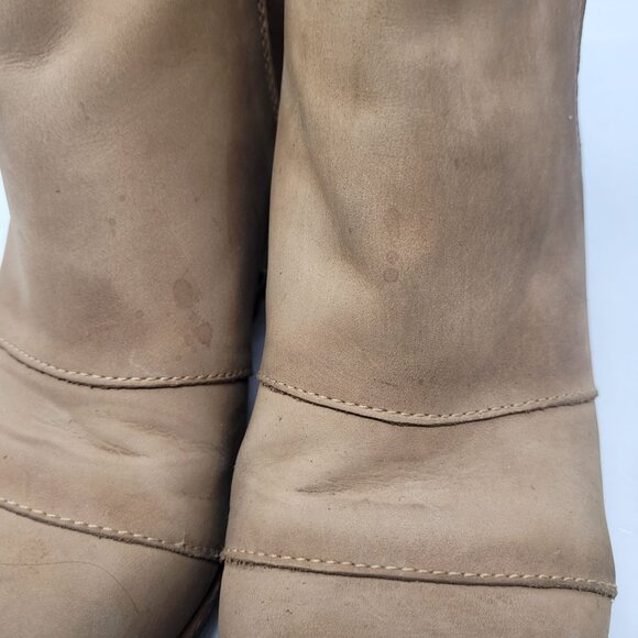 Sorel Womens Leather Lea Wedge Booties Elk Curry Sz 9.5 Mad Max Apocalyptic Tan - Picture 7 of 14